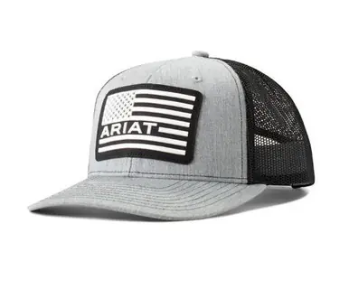 Ariat® Youth Grey/Black Rubber USA Flag Patch Cap - Brands