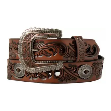 Angel Ranch® Ladies' Brown Filigree Oval Conchos Belt - Accessories