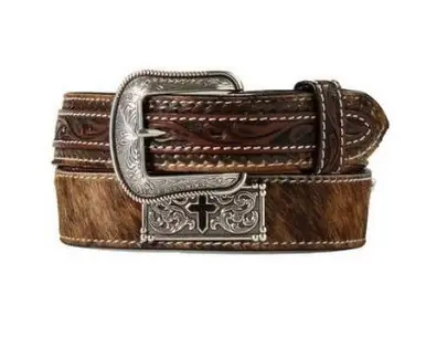 3D Belts® Men's Brown Leather/Cowhide Cross Conchoes Belt - Accessories