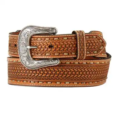 Nocona® Men's Brown Basketweave Buck-Laced Belt