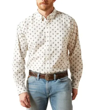 SALE Ariat® Men's L/S Thell White/Diamond Aztec Print Classic Fit Button Shirt - Sale Barn