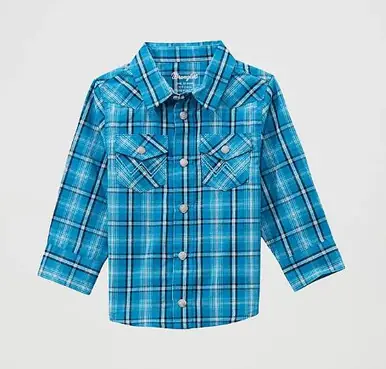 SALE Wrangler® Infant/Toddler L/S Teal Plaid Button Shirt - Sale Barn