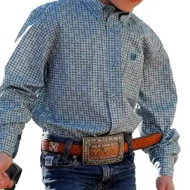 SALE Cinch® Boys' L/S Light Blue Print Button Shirt - Sale Barn