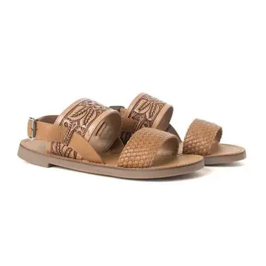 SALE Myra® Ladies' Oak Brown Pinehorn Hand Tooled Sandals - Sale Barn