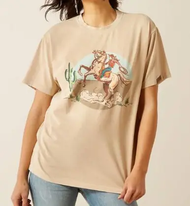 SALE Ariat® Ladies' S/S Oyster Grey Mineral Wash Ride On T-Shirt