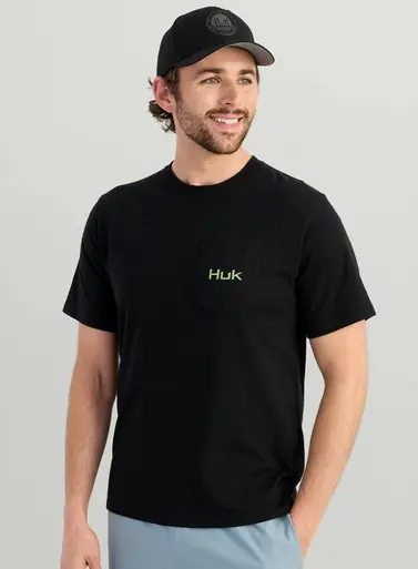SALE HUK® Men's S/S Black KC Lures Pocket T-Shirt