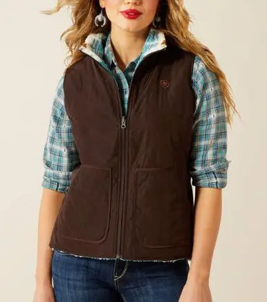 SALE Ariat® Ladies' Mole Brown Dilon 2.0 Reversible Insulated Vest - Sale Barn