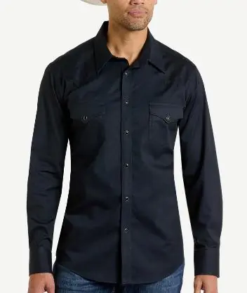 SALE Rock & Roll Denim® Men's L/S Solid Black Twill Snap Shirt - Sale Barn