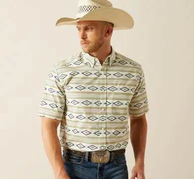 SALE Ariat® Men's S/S Mint Aztec Print Christopher Button Shirt - Sale Barn