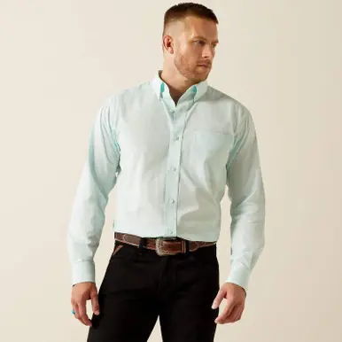 SALE Ariat® Men's L/S Solid Mint Slub Classic Fit Button Shirt - Sale Barn