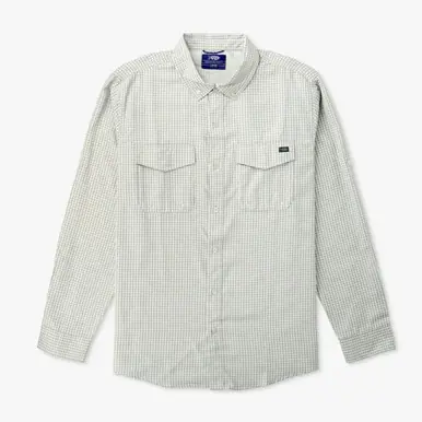 SALE AFTCO® Men's L/S White/Grey Checked Sirius Tech Button Shirt - Sale Barn
