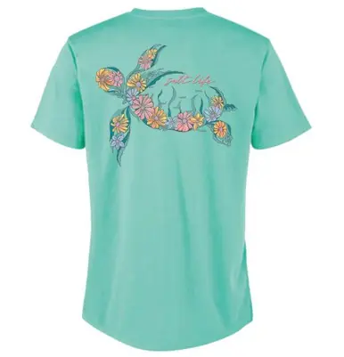 SALE Salt Life® Ladies' S/S Aruba Blue Honu V-neck T-Shirt
