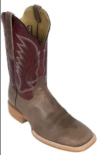 SALE R.Watson® Men's Old Fashioned Charcoal Cowhide/Burgundy Square Toe Boots - Sale Barn