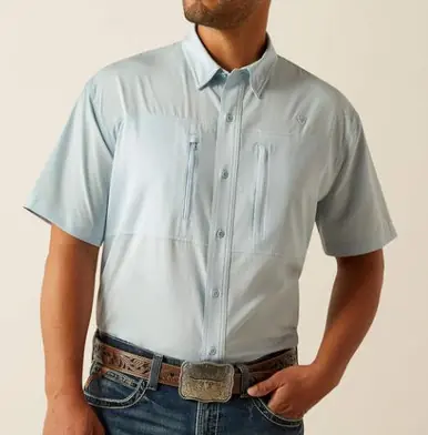 SALE Ariat® Men's S/S Papyrus Dusty Blue VentTEK Classic Fit Button Shirt - Sale Barn