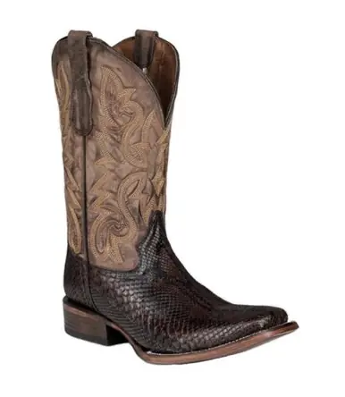 SALE Circle G by Corral® Men's Brown Python Embroidered Square Toe Boots - Sale Barn