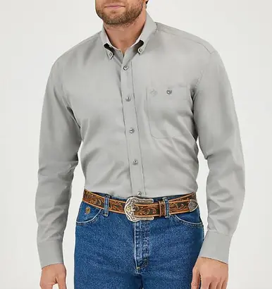 SALE Wrangler® George Strait™ Men's L/S Solid Grey Button Shirt - Sale Barn