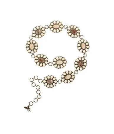 Angel Ranch® Ladies' Copper Scalloped Oval Conchos with Calf-Hair Center Chain Belt