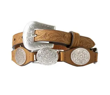 Nocona® Girls' Brown Floral Tabs Linked Conchos Belt - Brands