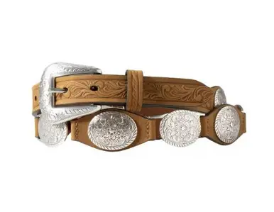 Nocona® Ladies' Brown Floral Tabs Linked Conchos Belt - Brands