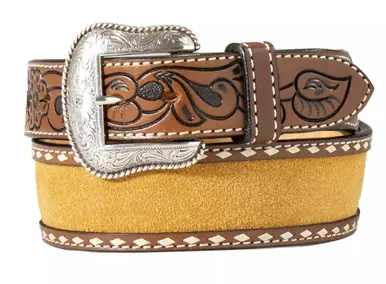 Nocona® Men's Tapered Roughout Buck Laced Tooled Belt - Accessories