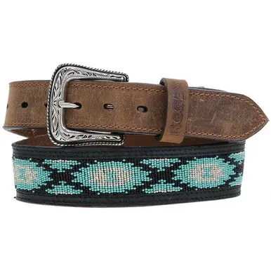 Hooey® Men's Ware Brown Leather/Turquoise Beaded Belt - Brands