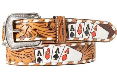 3D Belt® Men's Tan Hand Painted 4 Aces Belt - Accessories