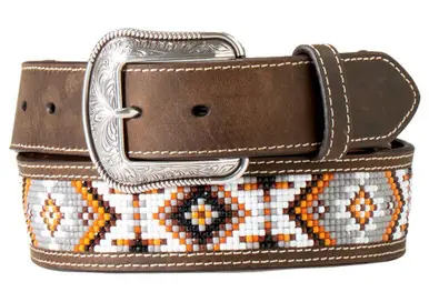 3D Belt® Men's Brown Bead Inlay Western Belt - Accessories