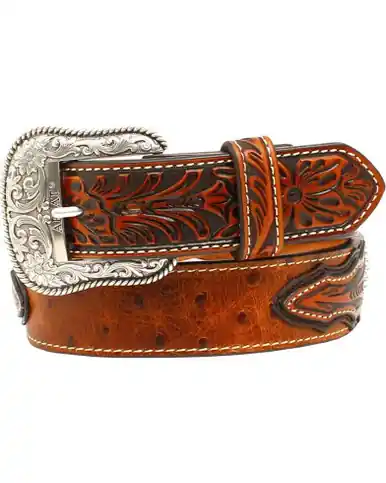 Ariat® Men's Brown Ostrich Print with Conchos Belt - Brands