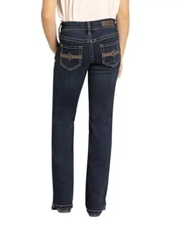 Rock & Roll Denim® Girls' Dark Wash Diamond Embroidered Boot Cut Jeans - Kids