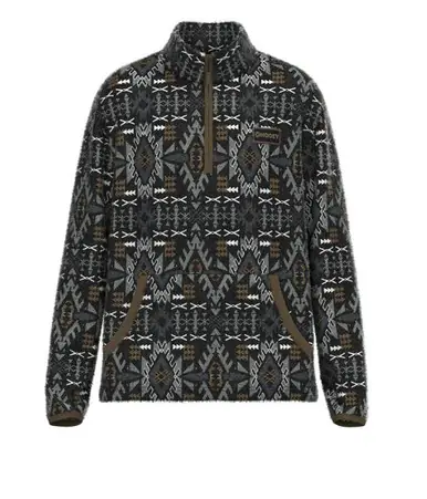 Hooey® Boys' Bozeman Fleece Pullover Black with Brown/Cream Aztec Jacket - Brands
