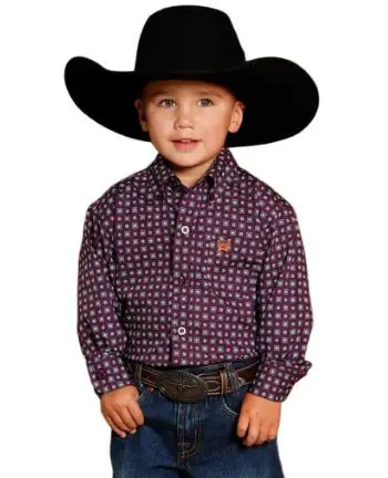 Cinch® Infant Boys' L/S Purple Print Button Shirt - Kids