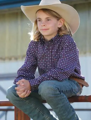 Cinch® Boys' L/S Purple Print Button Shirt - Kids