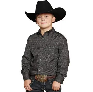 Cinch® Boys' L/S Charcoal Paisley Button Shirt - Kids