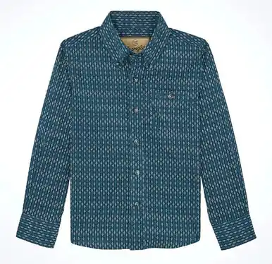 Wrangler® Boys' L/S Navy Ink Print Button Shirt - Kids