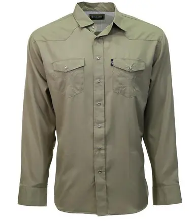 Hooey® Boys' L/S Solid Olive Pearl Snap Shirt - Kids