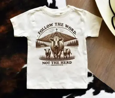 Buckin Baby® Boy's S/S Natural Follow the Word Not the Herd T-Shirt