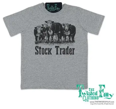 The Twisted Filly® Boys' S/S Heathered Grey Stock Trader T-Shirt