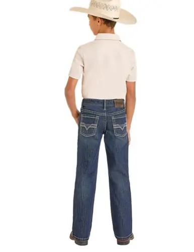 Rock & Roll® Boys' Two Tone Bootcut Dark Vintage Wash Jeans - Kids