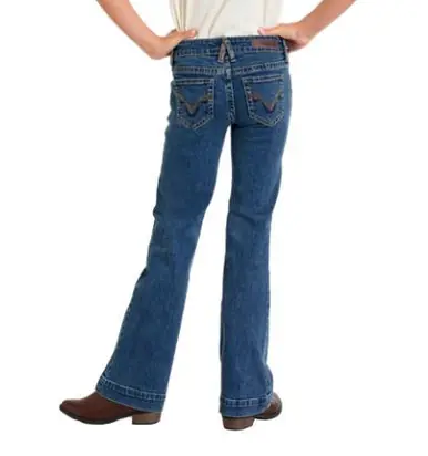 Rock & Roll Denim® Girls' Medium Wash Signature Embroidered Trouser Jeans - Kids