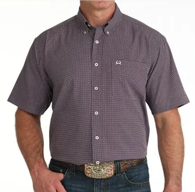 Cinch® Men's S/S Purple Print ArenaFlex Button Shirt - Mens