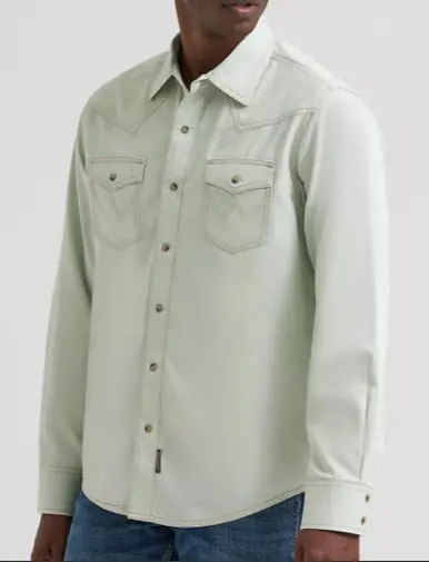 Wrangler Retro® Men's L/S Mint Green Premium Western Snap Shirt - Mens