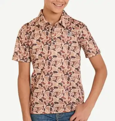 Rock & Roll Denim® Boys' S/S Brown Skull Camo Polo Shirt - Kids