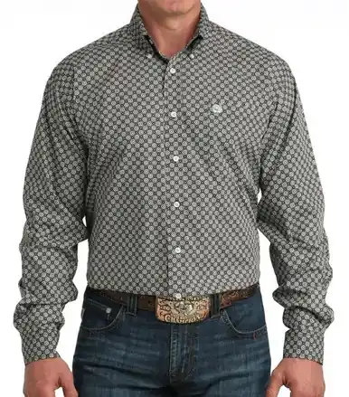 Cinch® Men's L/S Brown/Black Geo Print Button Shirt - Brands