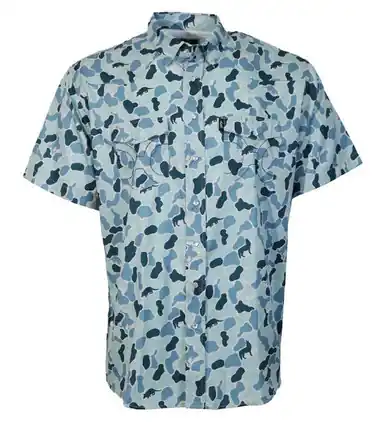 Hooey® Men's S/S Blue Camo Sol Pearl Snap Shirt - Brands