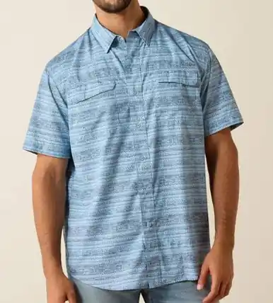 Ariat® Men's S/S Blissful Blue VentTEK Outbound Classic Fit Button Shirt - Brands