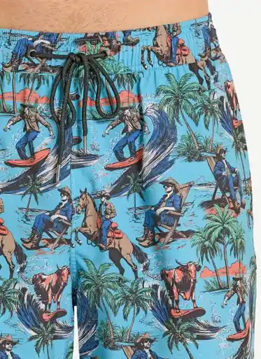 Rock & Roll Denim® Men's Turquiose Tropical Print Volley Swim Shorts - Mens