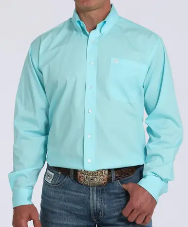 Cinch® Men's L/S Solid Turquoise Button Shirt - Mens