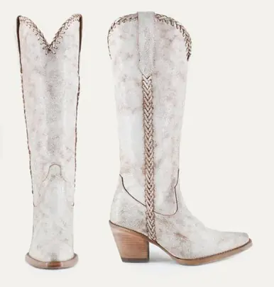 Buck & Brana® Ladies' Kenia White Braided Detail Fashion Boots - Footwear
