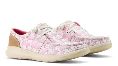 Ariat® Ladies' White/Pink Piggy Print Hilo Casual Shoes - Brands