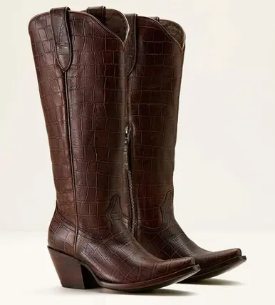 Ariat® Ladies' Luxe Espresso Croc Print Casanova Tall Boots - Brands